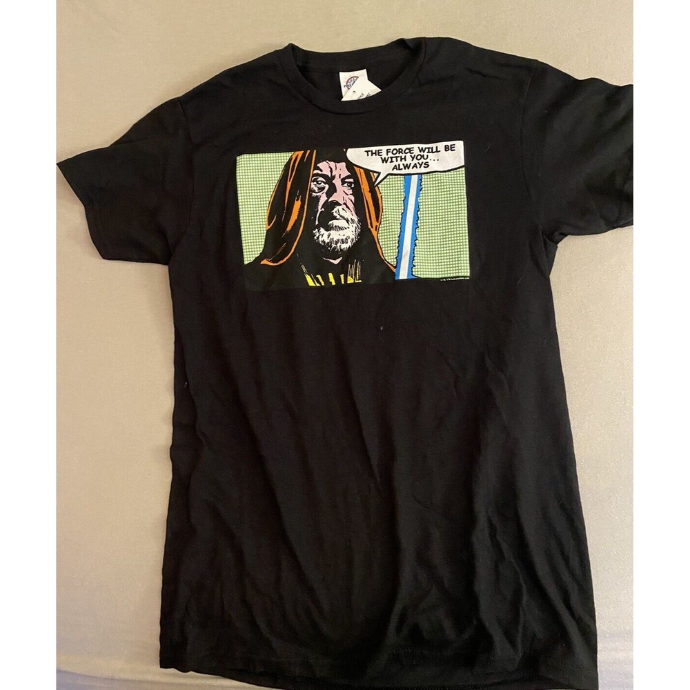 Mens Small Graphic Tshirt Black Star Wars a New Hope Ben Kenobi Comic T-Shirt